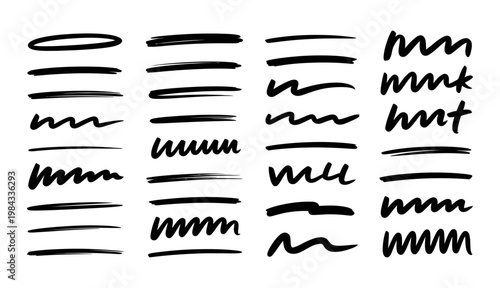 Hand Drawn Underline Scribble Lines Marker Stroke Set, Design Elements, Creative Decoration, Graphic Resources