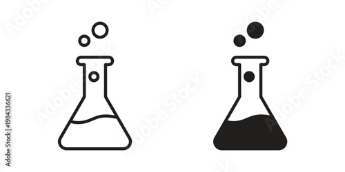 Beaker icon, thin line symbol, editable stroke eps 10