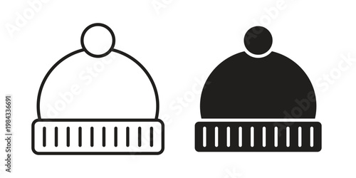 Beanie icon, thin line symbol, editable stroke eps 10