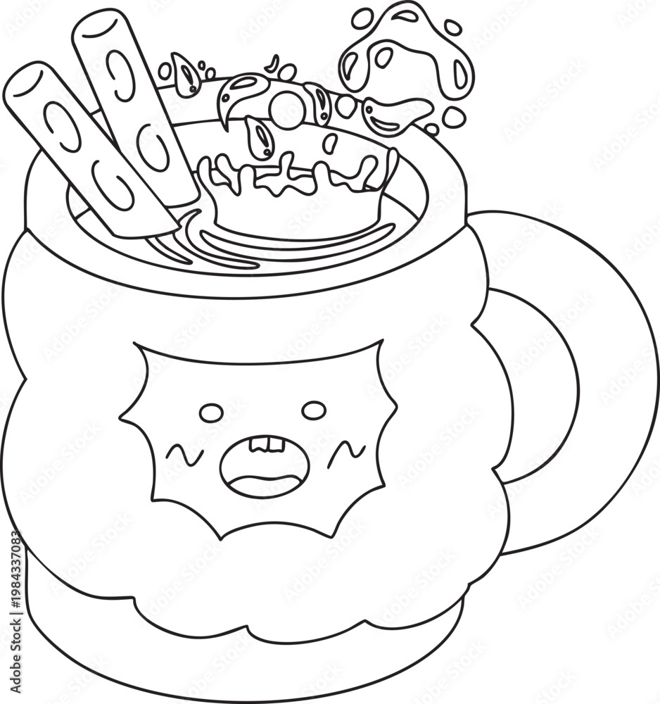 Obraz premium Floating Water in Space Line Art Coloring Page