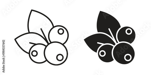 Blueberry icon, thin line symbol, editable stroke eps 10
