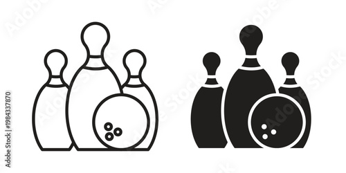 Bowling icon, thin line symbol, editable stroke eps 10