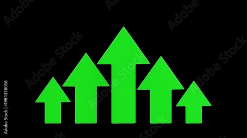 3D Up Arrow Business Growth | Alpha Channel