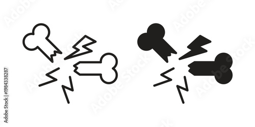 Broken bone icon, thin line symbol, editable stroke eps 10