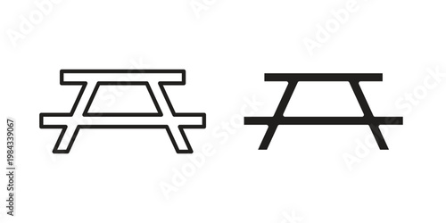 Camping table icon, thin line symbol, editable stroke eps 10