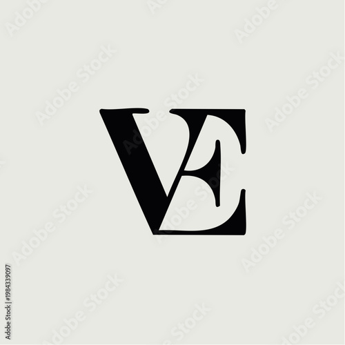 VE logo design black typography on white background