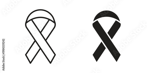 Cancer ribbon icon, thin line symbol, editable stroke eps 10