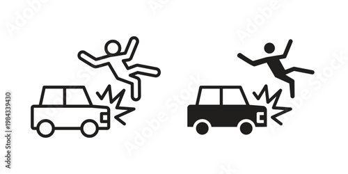 Car accident icon, thin line symbol, editable stroke eps 10