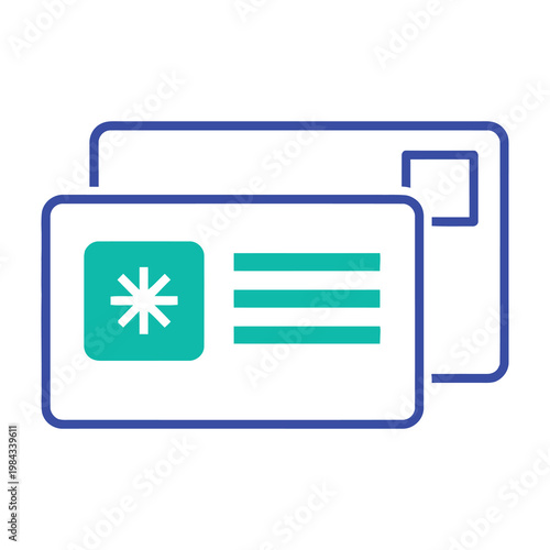 Credit card with asterisk symbol on white background