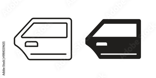 car door icon, thin line symbol, editable stroke eps 10