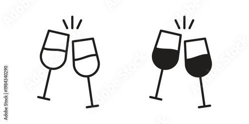 champagne glasses icon, thin line symbol, editable stroke eps 10