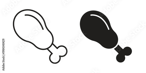 Chicken leg icon, thin line symbol, editable stroke eps 10