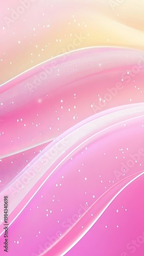 Dreamy Pink Waves with Glittering Particles Creating an Elegant and Delicate Abstract Background