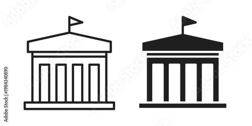 City hall building icon, thin line symbol, editable stroke eps 10