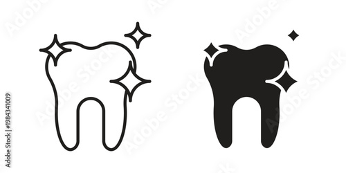 clean tooth icon, thin line symbol, editable stroke eps 10