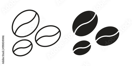 Coffee beans icon, thin line symbol, editable stroke eps 10