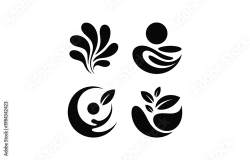 Minimal Organic Nature Icons Set – Eco Wellness Botanical Vector Collection