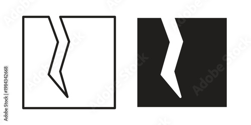 Crack icon, thin line symbol, editable stroke eps 10