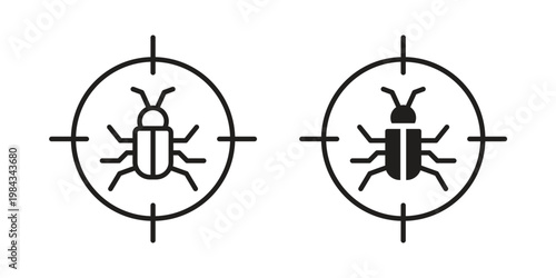 Debug icon, thin line symbol, editable stroke eps 10