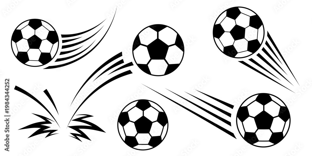 Obraz premium Soccer ball football icon goal vector logo illustration sport set designflat style and for fans of the football game