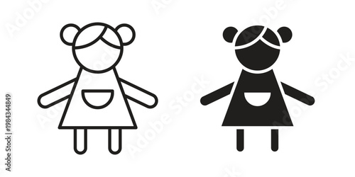 doll icon, thin line symbol, editable stroke eps 10