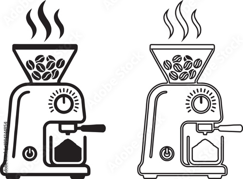 Coffee grinder machine bean mill icon vector