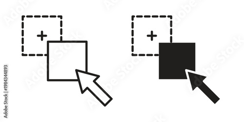 Drag and drop icon, thin line symbol, editable stroke eps 10