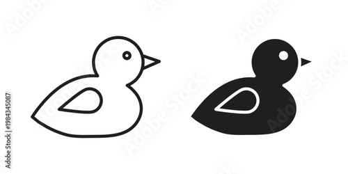 Duck icon, thin line symbol, editable stroke eps 10