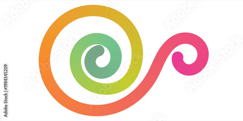 Colorful spiral logo icon, abstract rainbow swirl vector graphic, vibrant circular wave element for creative branding and identity design