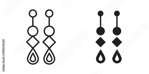 Earrings icon, thin line symbol, editable stroke eps 10