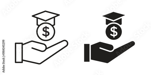 Education cost icon, thin line symbol, editable stroke eps 10