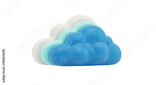 Layered Cloud Shapes in Blue, Teal, and White