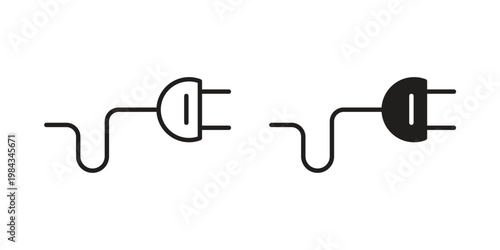 Electrical plug icon, thin line symbol, editable stroke eps 10