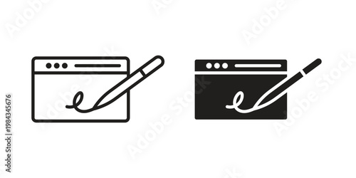 Electronic signature icon, thin line symbol, editable stroke eps 10