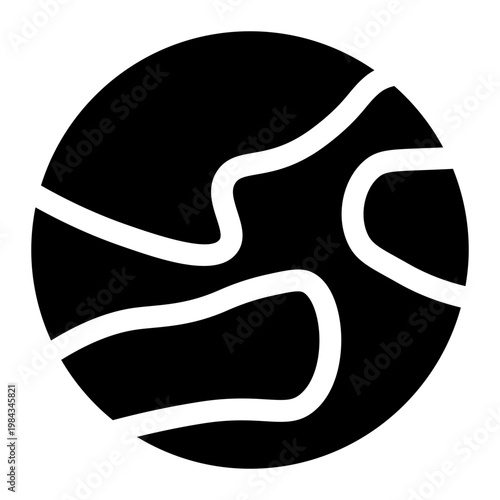 Abstract black circle with flowing wavy lines forming an organic fluid pattern. Minimalist vector illustration isolated on white background, suitable for modern design, branding, logos, backgrounds, a