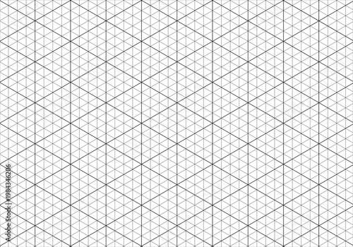 Printable 3d perspective backdrop. Mathematic typography pattern for making notebooks production. Black isometric line guides. Isometric squared grid. Notebook blank sheet template. 