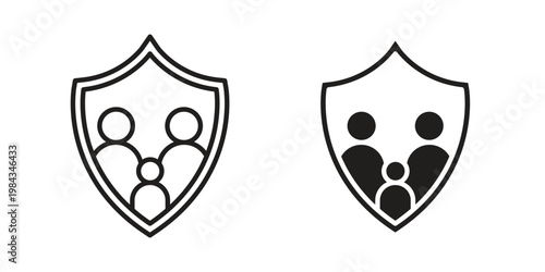Family insurance icon, thin line symbol, editable stroke eps 10