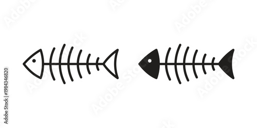 Fishbone icon, thin line symbol, editable stroke eps 10