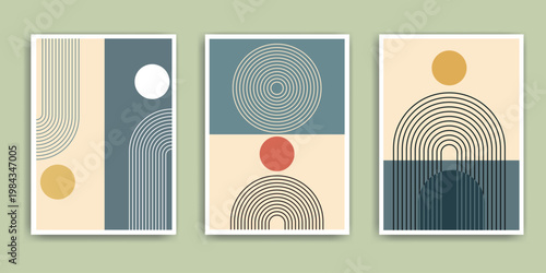 Minimalist Geometric Abstract Art Prints Set vector