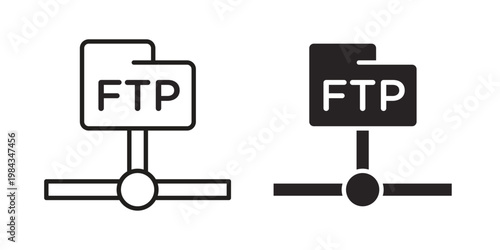 FTP icon, thin line symbol, editable stroke eps 10