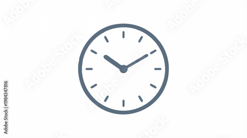 Simple clock icon with minimalist design on a clean white background, vector illustration