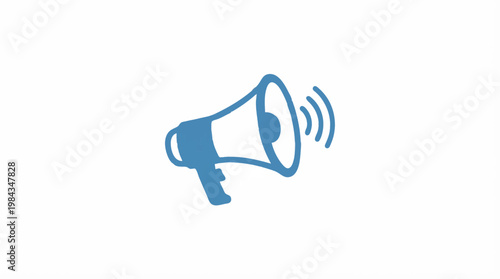 Single megaphone icon with sound waves, communication symbol in flat design vector illustration