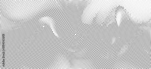 Abstract radial halftone dots pattern background for graphic design vector monochrome texture.