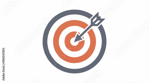 Single red target icon with white background, bullseye graphic, vector illustration
