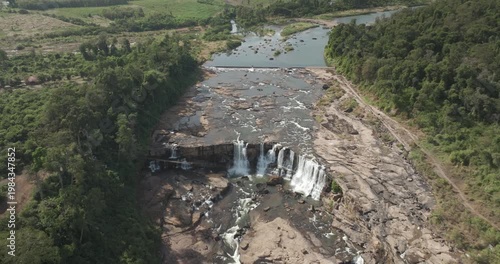 A Scenic Aerial Landscape of Sae Pong Lai Waterfall
Sae Pong Lai Waterfall Tranquility in the Heart of Nature
Aerial view of Tropical River Waterfall Landscape