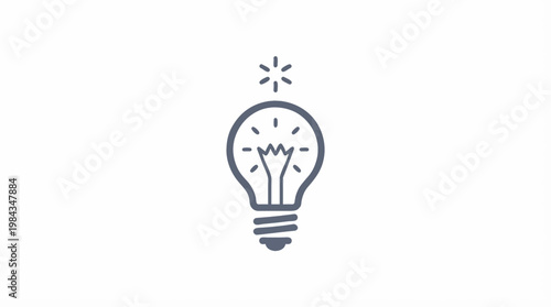 Single glowing light bulb with filament and screw base, isolated on white background, vector illustration