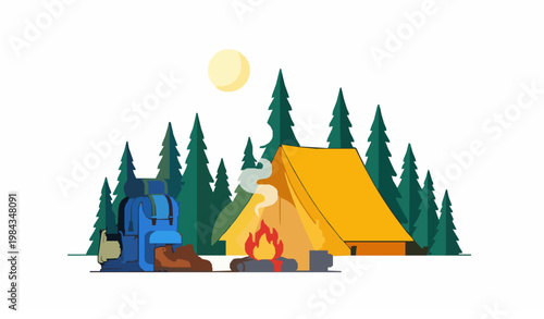 Cozy Camping Adventure Flat Vector Set