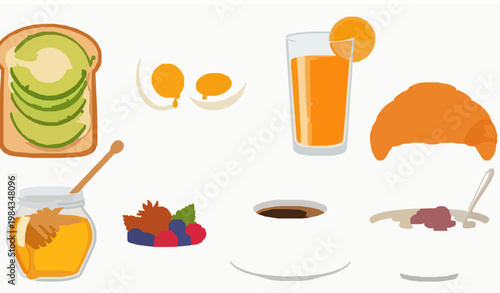 Healthy Breakfast Food Flat Vector Collection