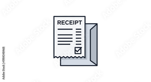 A flat design illustration of a receipt and an envelope depicted in a minimalist style silhouette high quality professional detailed modern