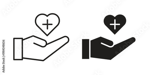 Health insurance icon, thin line symbol, editable stroke eps 10